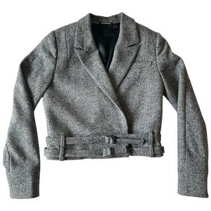 Shipley & Halmos Barney's Wool Cropped Blazer Lined Designer Tweed Women Size XS